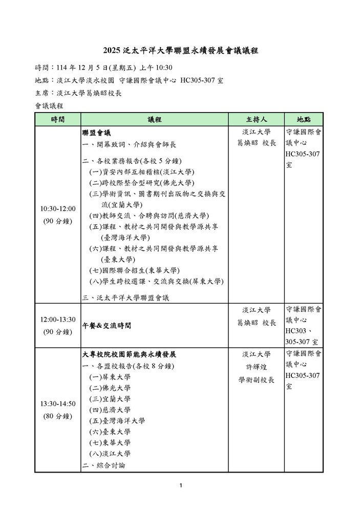 2025泛太平洋大學聯盟永續發展會議圖片